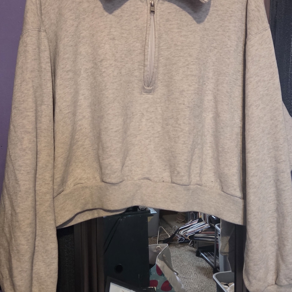 Hollister Light Gray Half-Zip Sweater